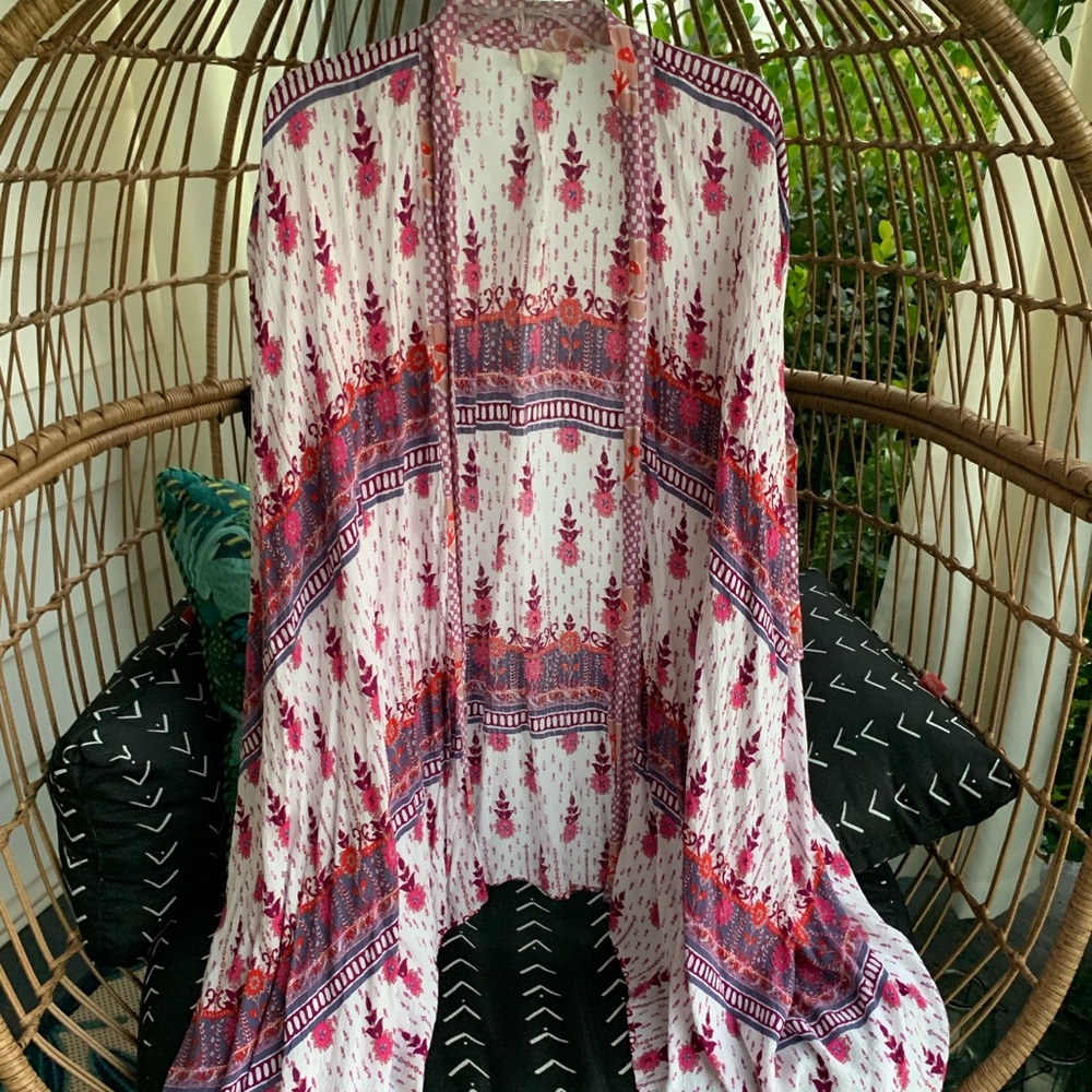Anthropologie Lilka Boho Print Kimono Wrap OS
